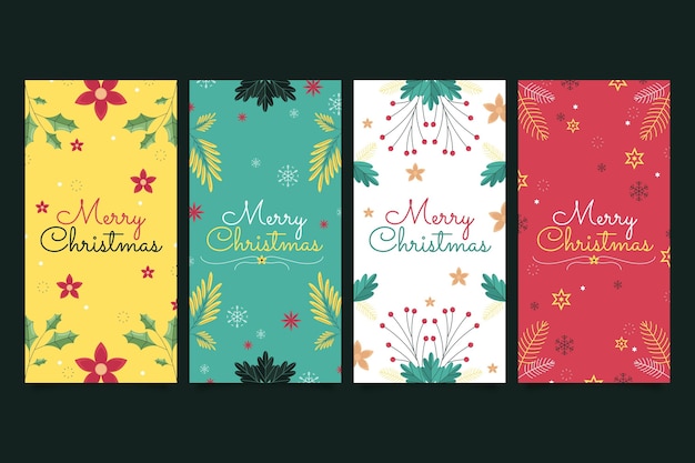 Free vector flat christmas instagram stories collection