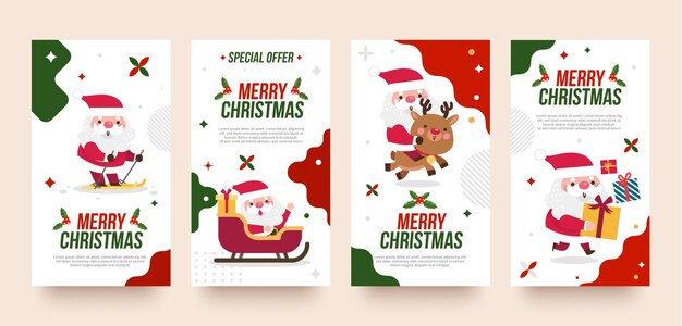 Flat christmas instagram stories collection