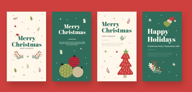 Free vector flat christmas instagram stories collection