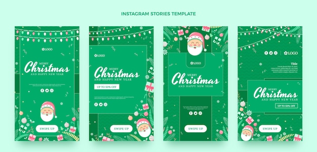 Raccolta di storie di instagram di natale piatto