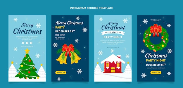 Flat christmas instagram stories collection