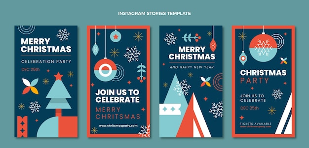 Flat christmas instagram stories collection