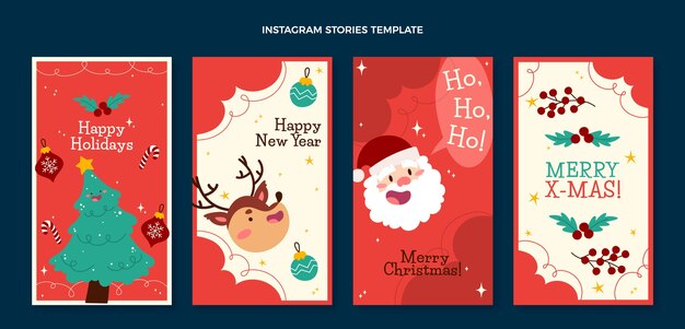 Flat christmas instagram stories collection