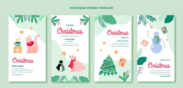 Flat christmas instagram stories collection