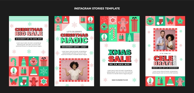 Flat christmas instagram stories collection