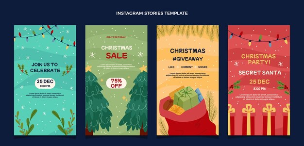 flat christmas instagram stories collection