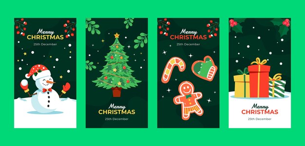 Flat christmas instagram stories collection