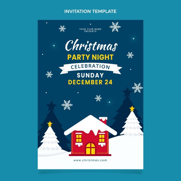 Flat christmas invitation template