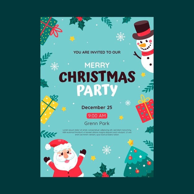 Flat christmas invitation template