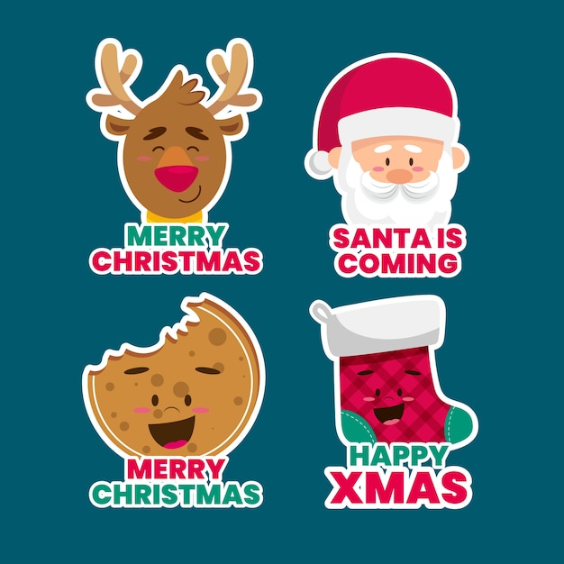 Free vector flat christmas label collection