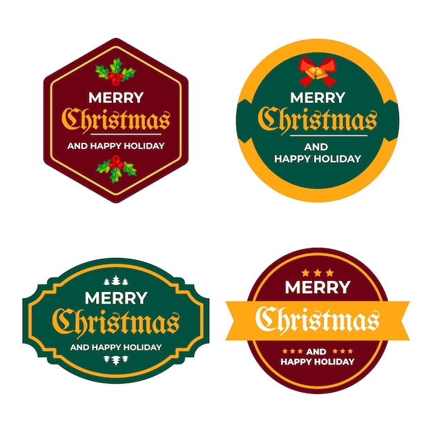 Flat christmas label collection