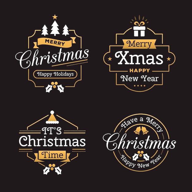 Free vector flat christmas label collection