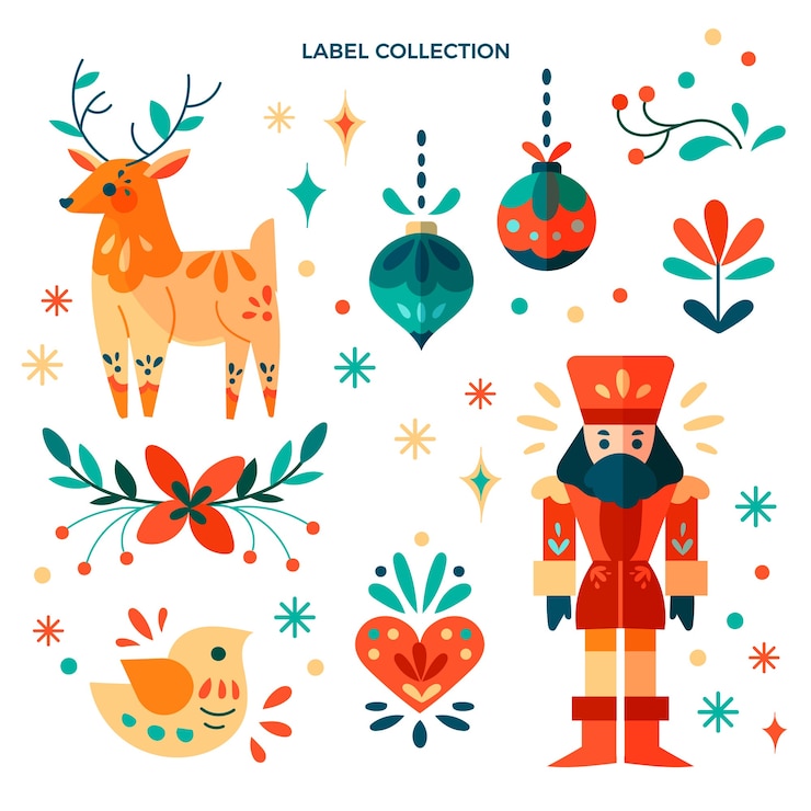 Free Vector flat christmas labels collection