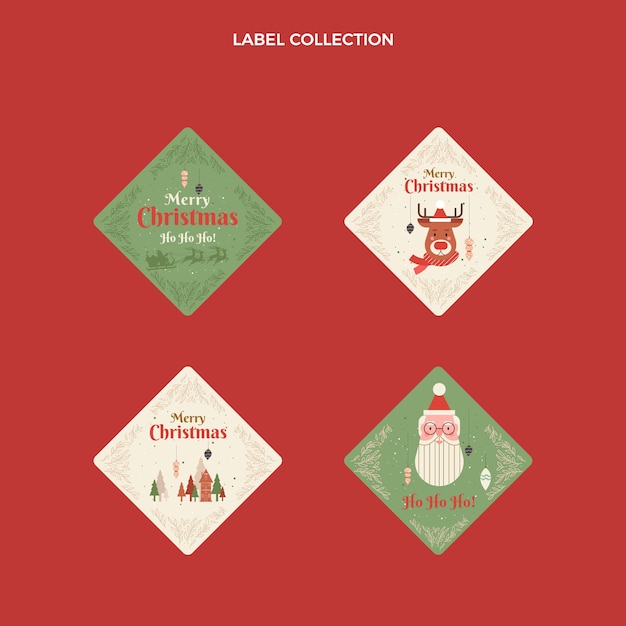 Free vector flat christmas labels collection