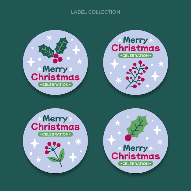 Free vector flat christmas labels collection