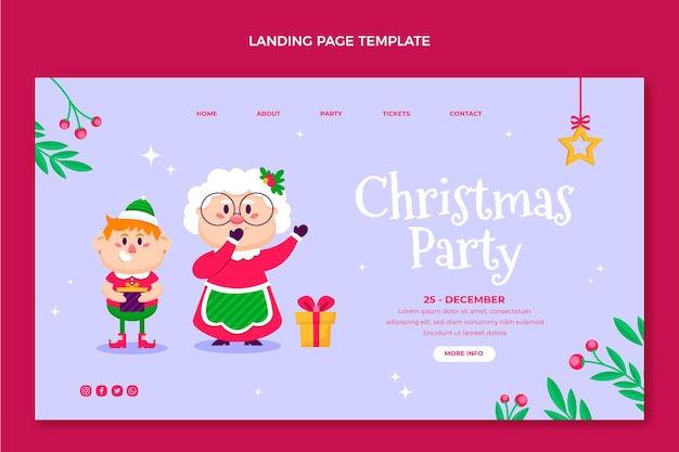 Flat christmas landing page template