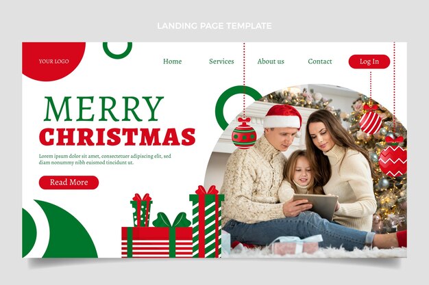 Flat christmas landing page template