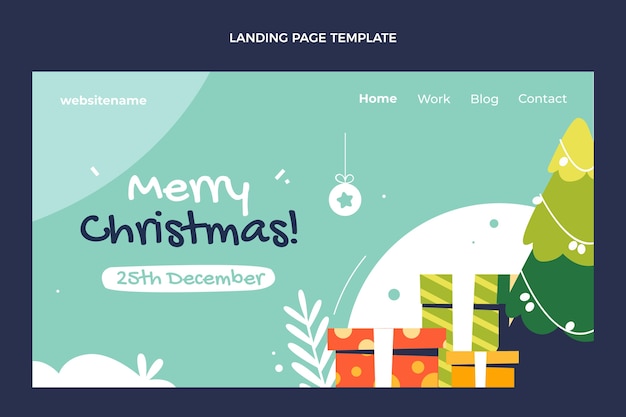 Flat christmas landing page template
