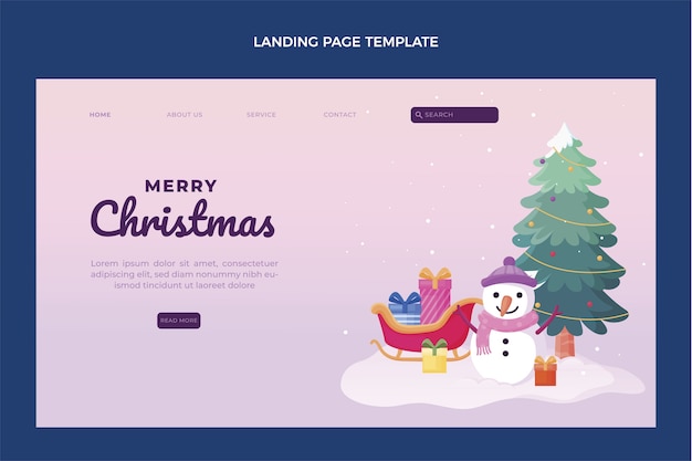 Flat christmas landing page template