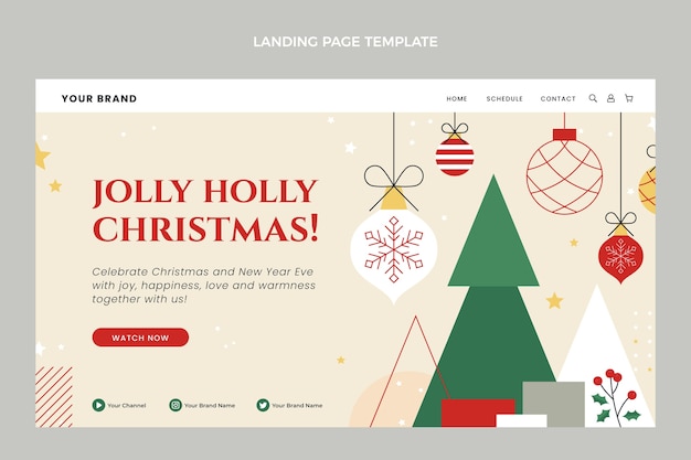 Flat christmas landing page template