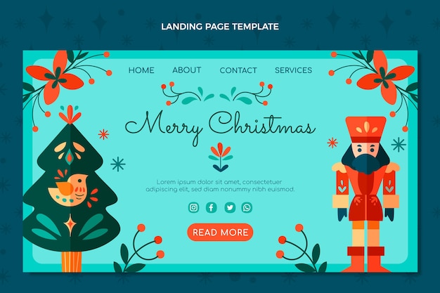 Free vector flat christmas landing page template