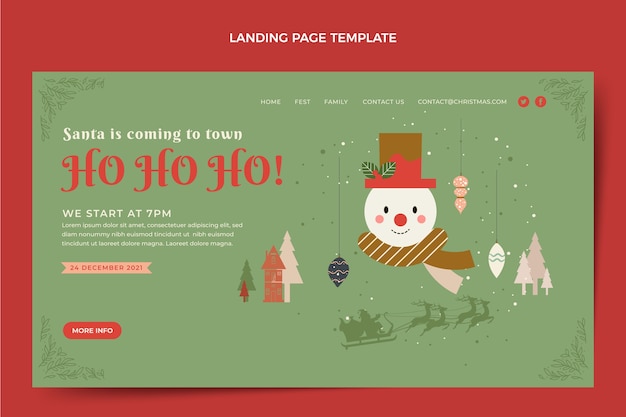 Free vector flat christmas landing page template