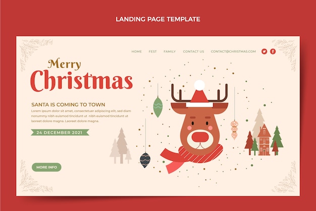 Flat christmas landing page template