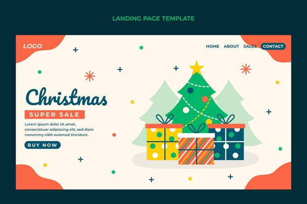 Flat christmas landing page template