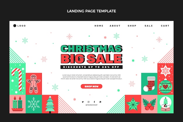 Free vector flat christmas landing page template