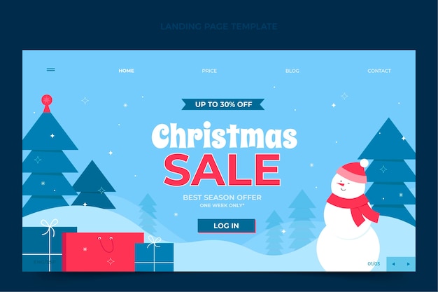 Free vector flat christmas landing page template