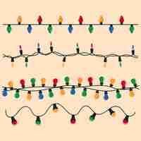 Free vector flat christmas lights collection