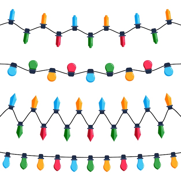 무료 벡터 플랫 크리스마스 조명 컬렉션