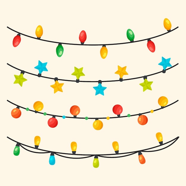 Free vector flat christmas lights collection