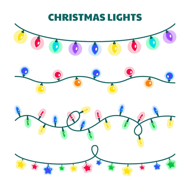 Free vector flat christmas lights collection