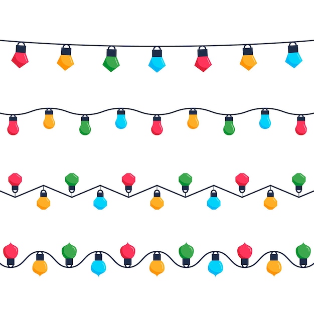 Free vector flat christmas lights collection