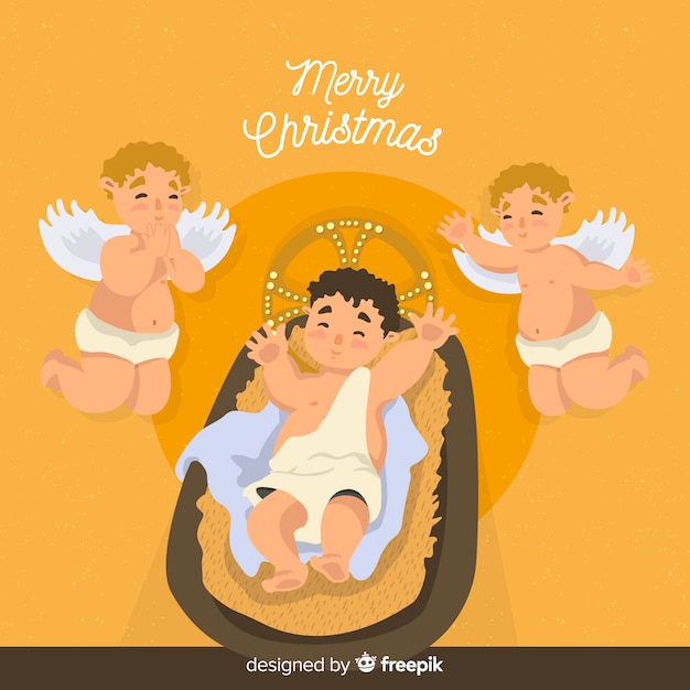 Free vector flat christmas nativity scene