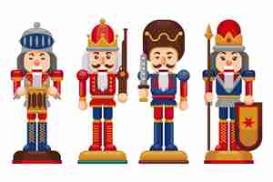 Free vector flat christmas nutcrackers collection