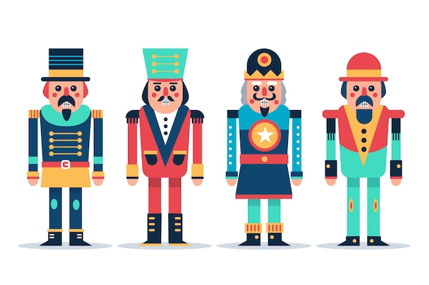 Free vector flat christmas nutcrackers collection