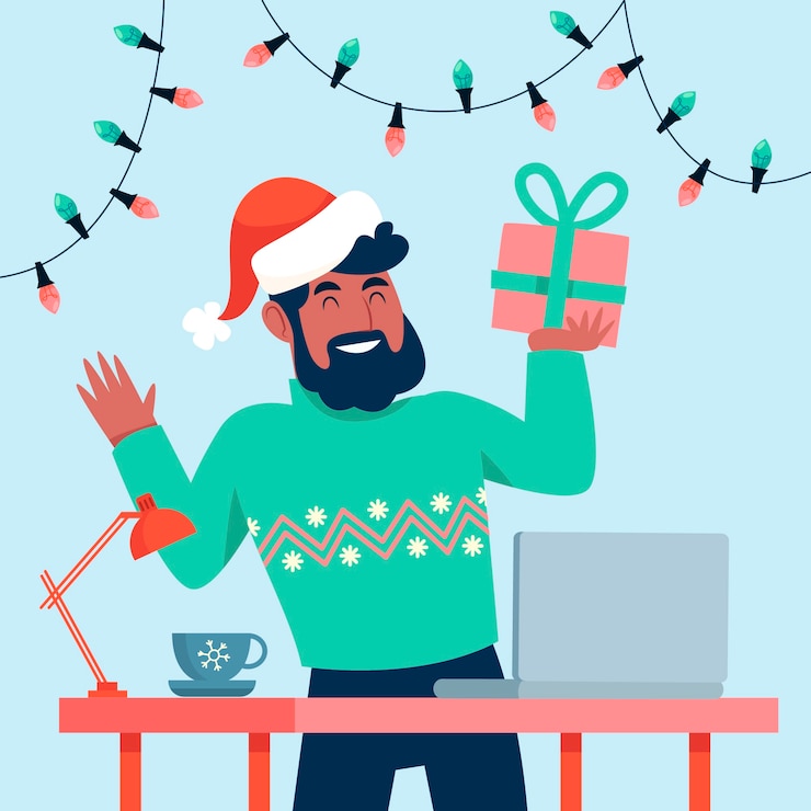 Free Vector flat christmas office illustration