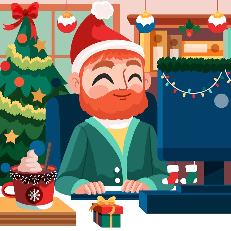 मुफ़्त वेक्टर flat christmas office illustration