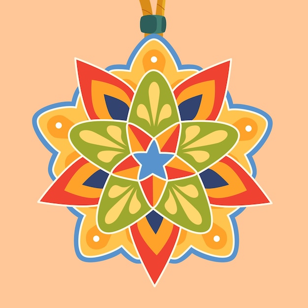 Flat christmas parol illustration