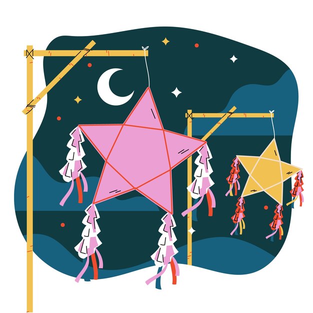 Flat christmas parol illustration