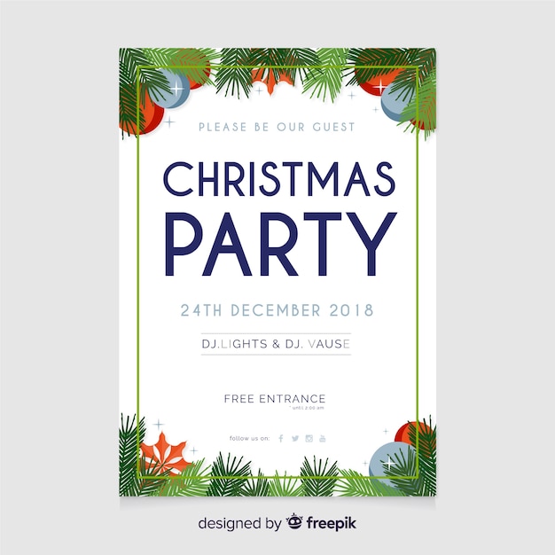 Flat christmas party poster design