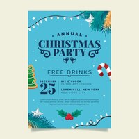 Flat christmas party poster template