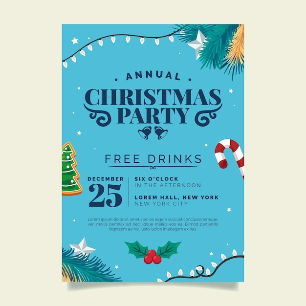 Flat Christmas Party Poster Template