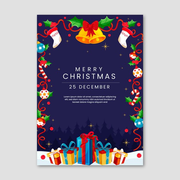 Flat christmas party poster template