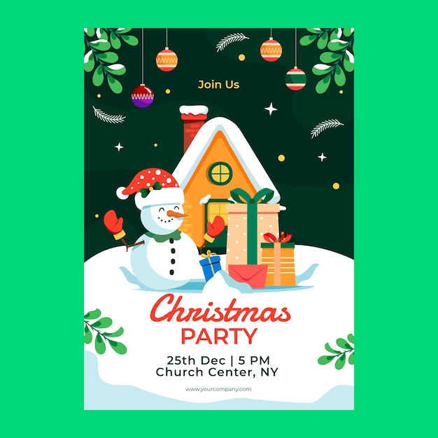 Free vector flat christmas party poster template