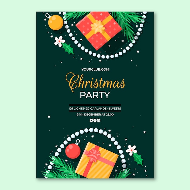 Free vector flat christmas party vertical poster template