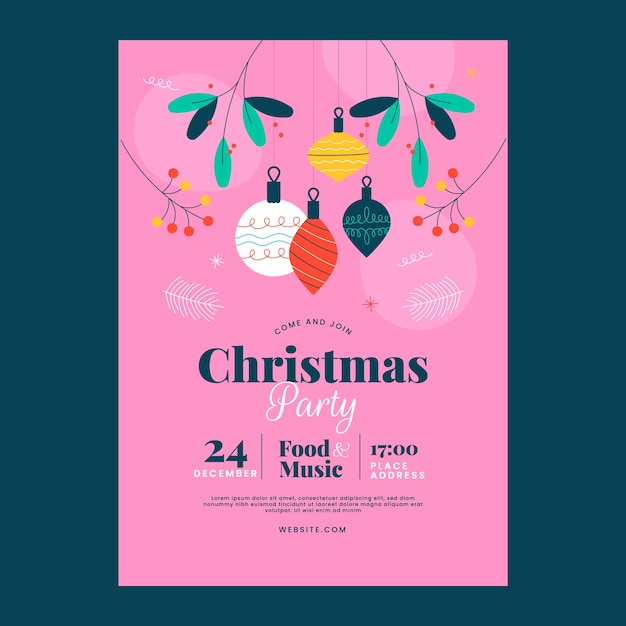 Free vector flat christmas party vertical poster template