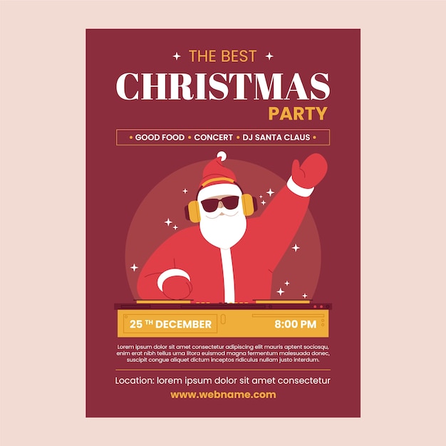 Free vector flat christmas party vertical poster template